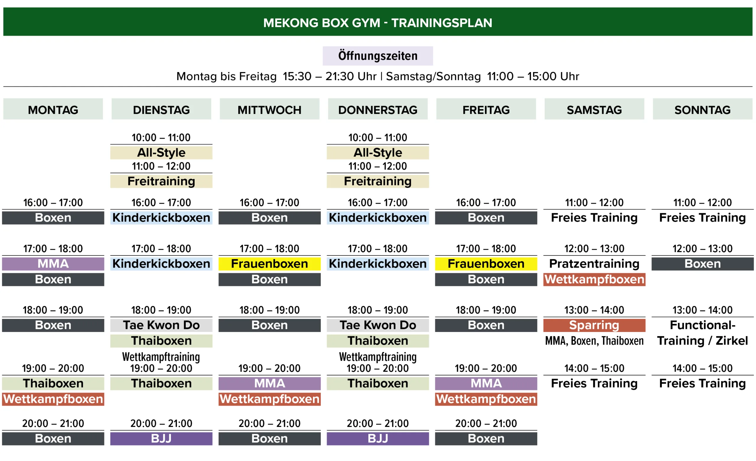 260623 Mekong Stundenplan | Mekong Box Gym Neu-Ulm